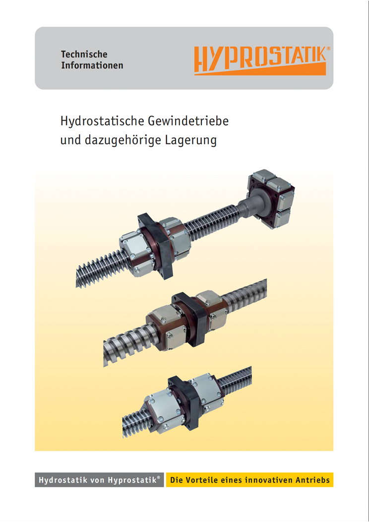 Cover sheet of flyer Hydrostatic screw drives and associated bearings