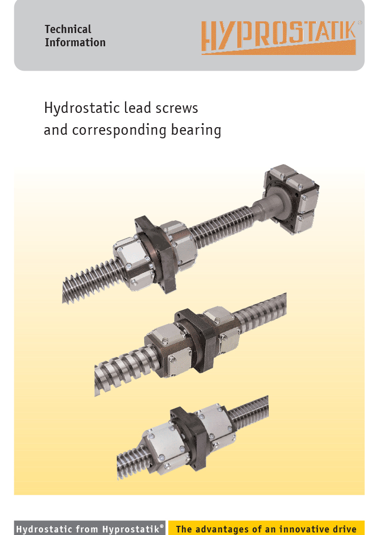 English cover sheet Flyer Hydrostatic screw drives and associated bearings